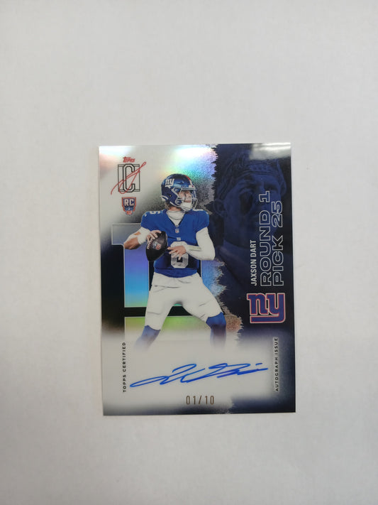 2025 Topps Signature Class Jaxson Dart Rookie On Card Auto Black Refractor First On the Print #1/10