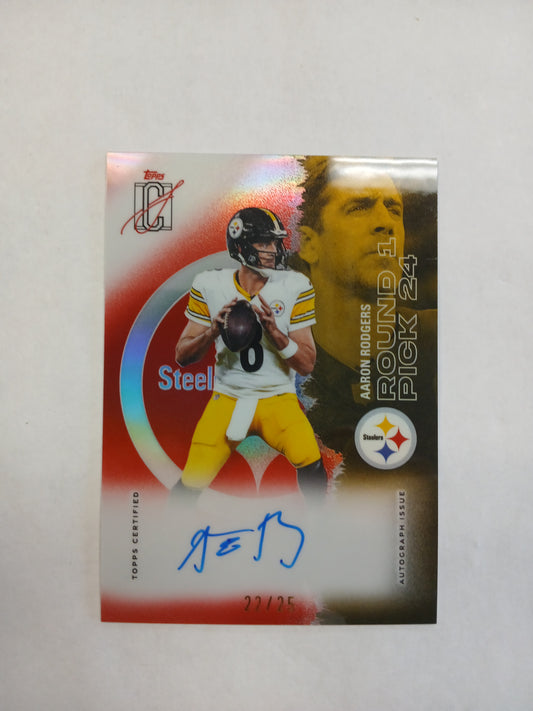2025 Topps Signature Class Aaron Rodgers On Card Auto Red Refractor #/25