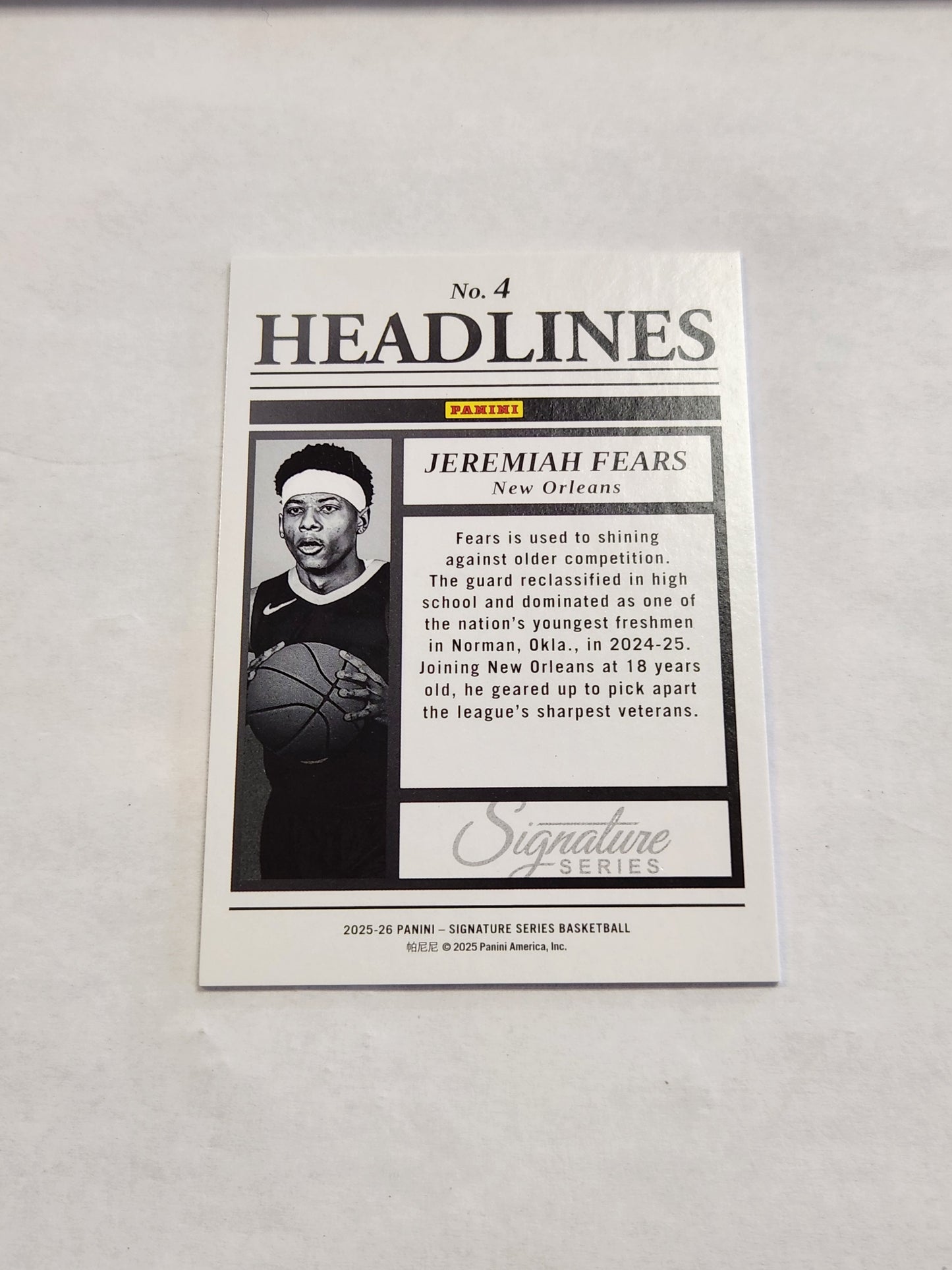 2025 Signature Series Jermiah Fears Headlines Gold #/10