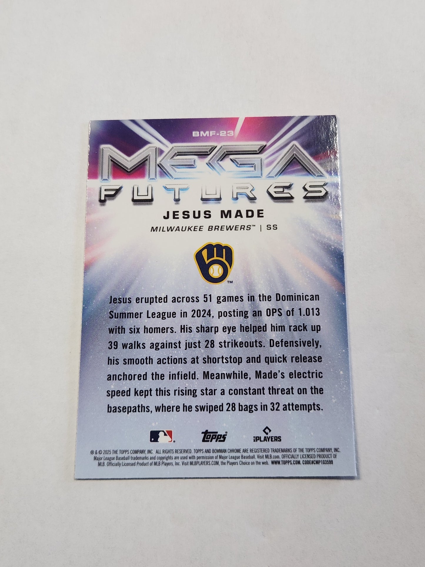 2025 Bowman Chrome Jesus Made Mega Futures Mojo Refractor Case Hit SSP