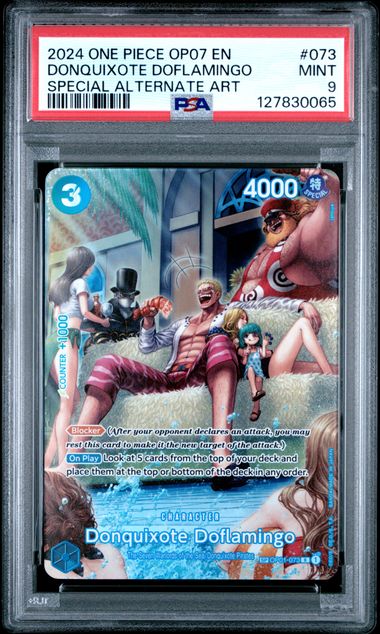 2024 ONE PIECE OP07 #073 DONQUIXOTE DOFLAMINGO SPECIAL ALTERNATE ART PSA 9