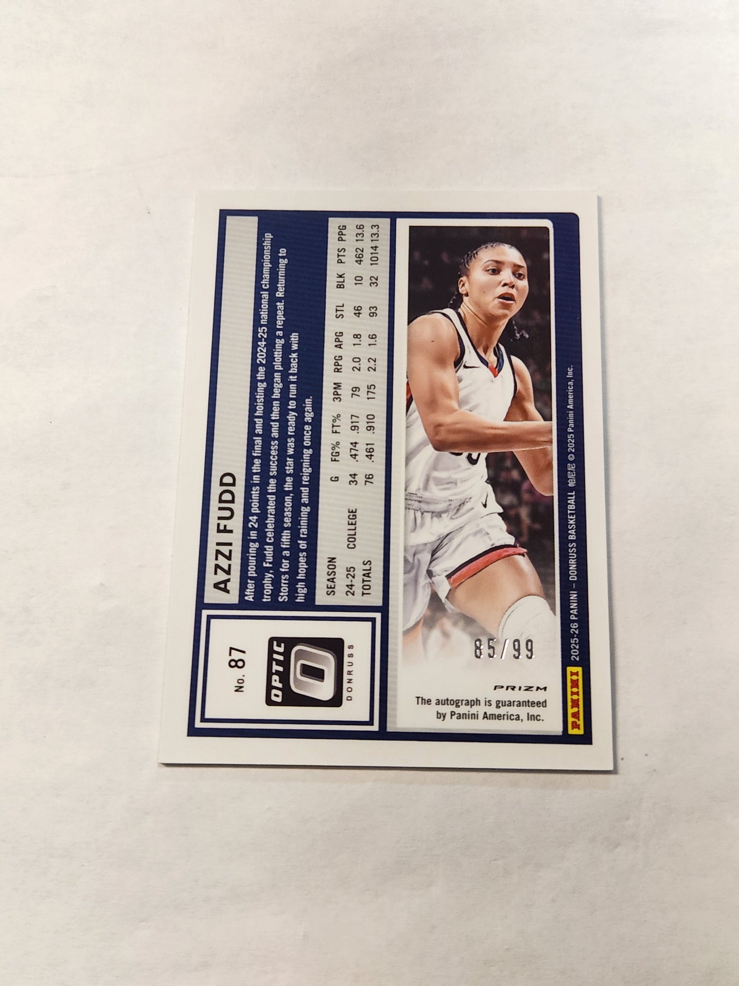 2025 Donruss Optic Azzi Fudd Rated Prospect Silver Holo Auto #/99