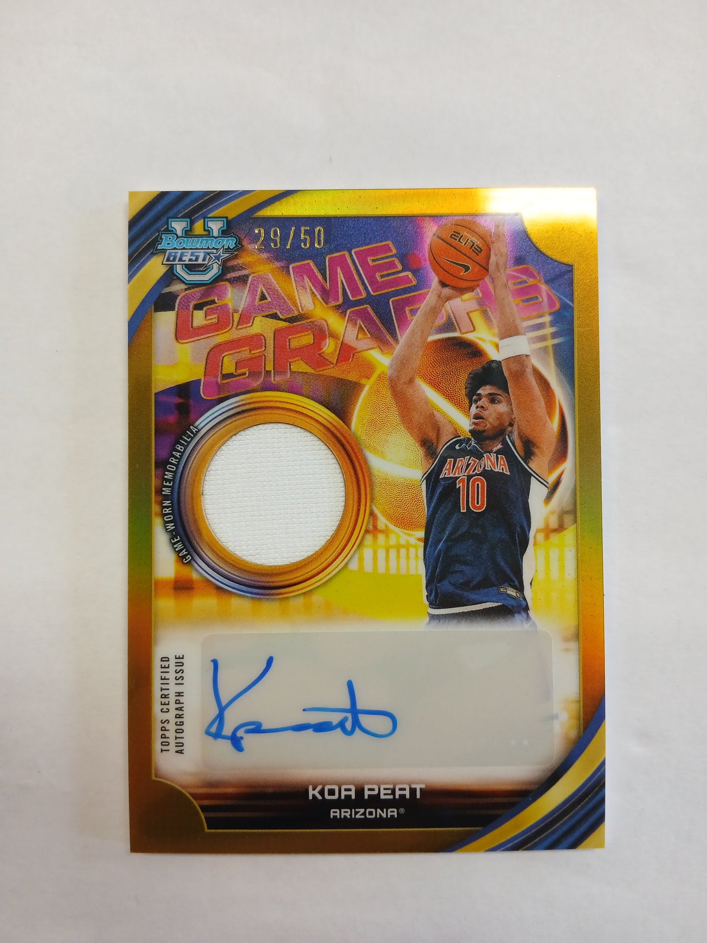 2026 Bowman Best U Koa Peat Game Graphs Patch Auto Gold Refractor #/50