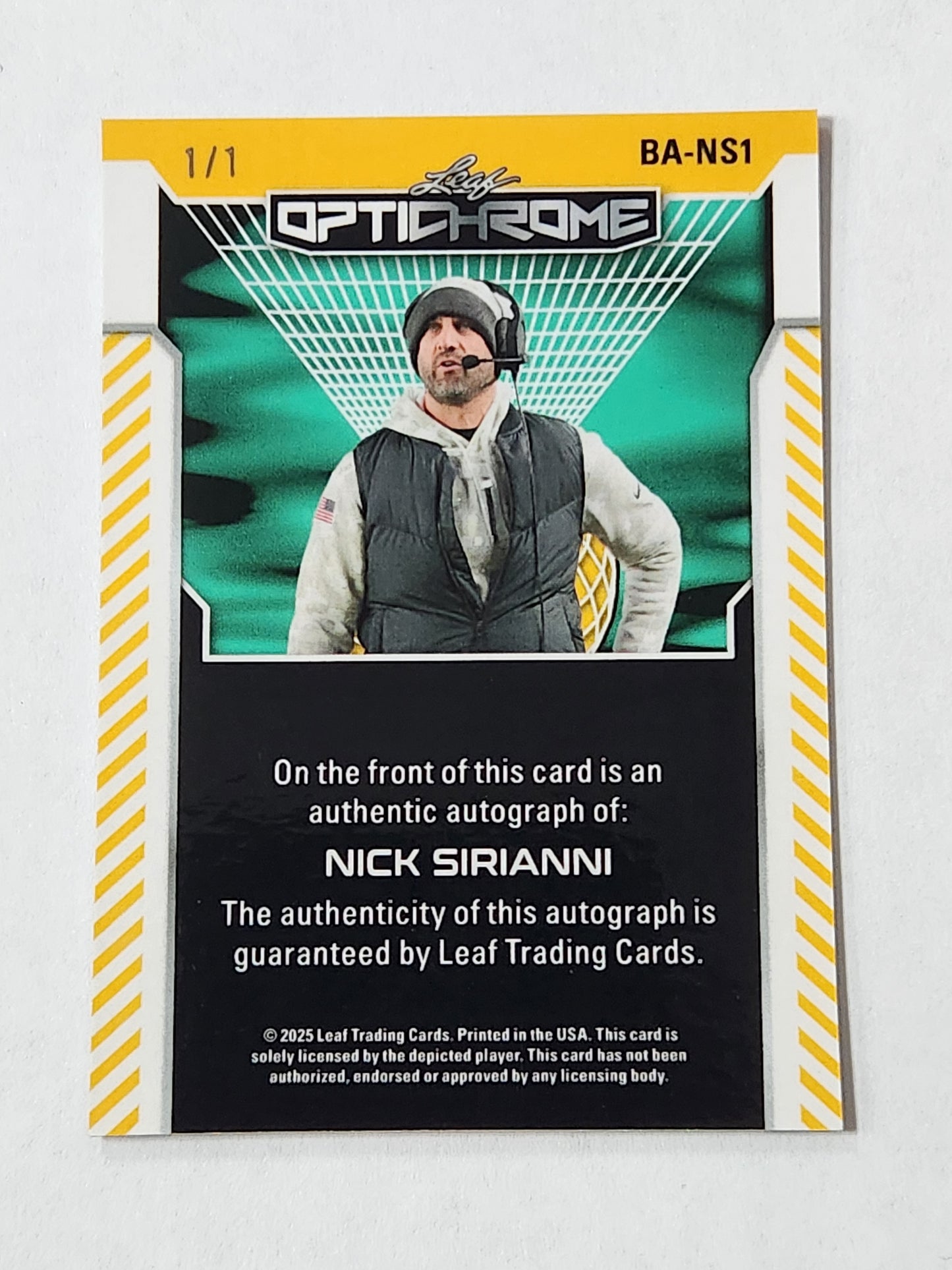 2025 Leaf Optichrome Nick Sirianni  # 1/1 BA-NS1 Eagles Auto Philly one of one