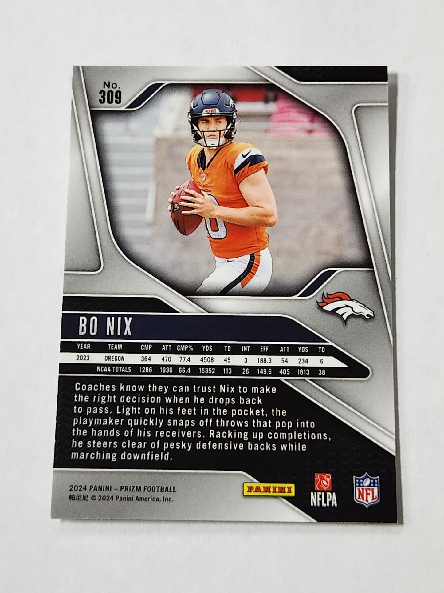 2024 Prizm Bo Nix Rookie No. 309 Base