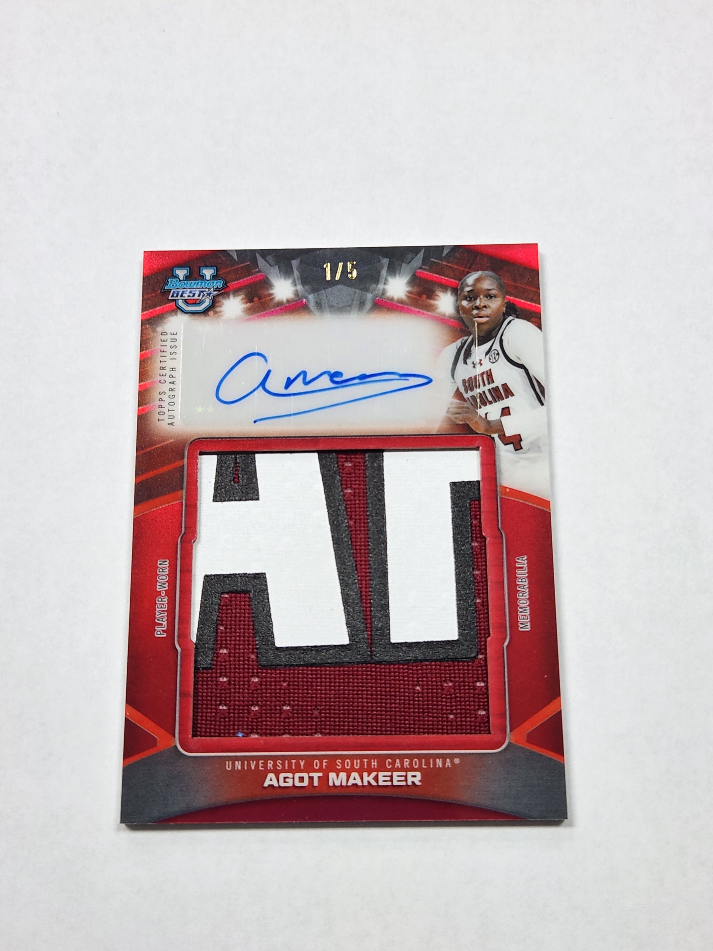 2026 Bowman Best U Agot Makeer Jumbo Letter Patch Red Refractor Auto 1st on the Print #1/5