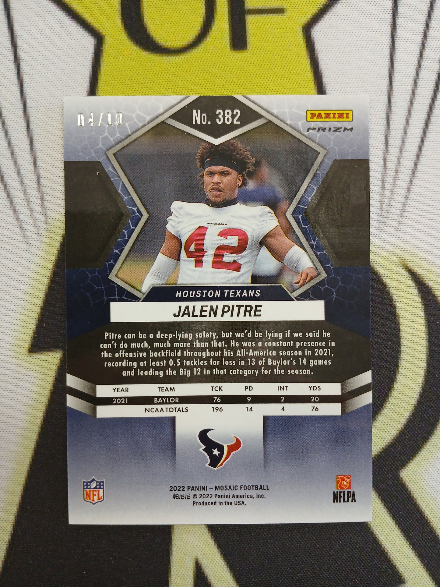 2022 Mosaic Jalen Pitre Rookie Gold Mosaic Prizm #/10