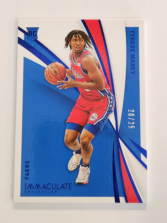 2020 Immaculate Collection Tyrese Maxey Rookie Blue Foil #/25