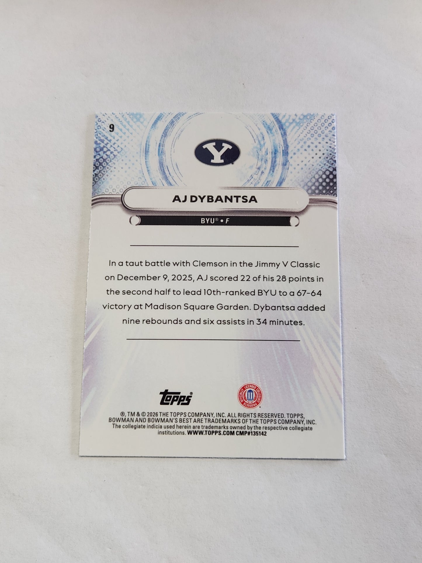 2026 Bowman Best U AJ Dybantsa Purple Refractor #/250