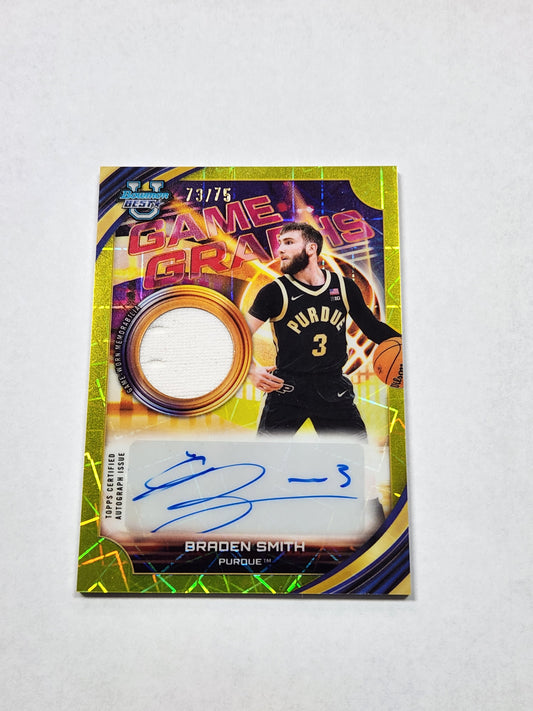 2026 Bowman Best U Braden Smith Game Graphs Patch Auto Yellow Lazer #/75
