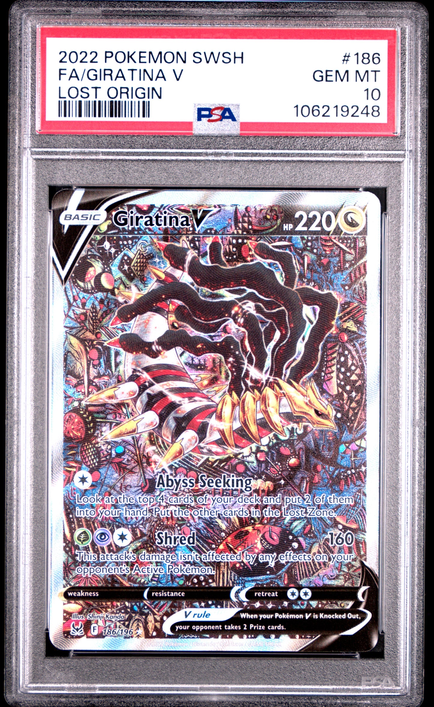 2022 Pokemon Full Art Giratina V Lost Origin #186 PSA 10