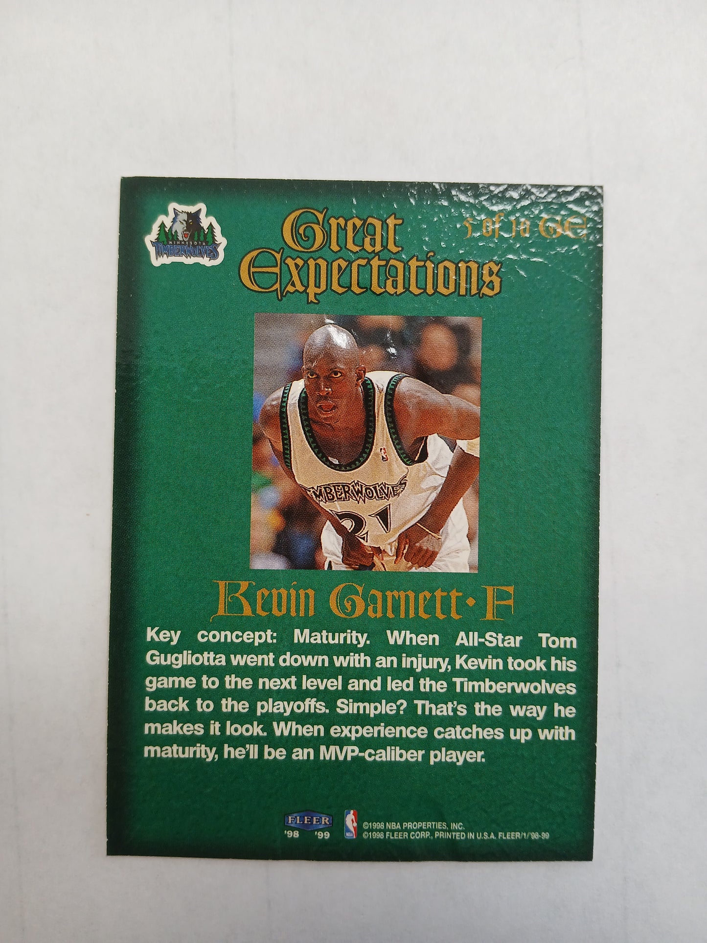 1998 Fleer Tradition Kevin Garnett Great Expectations