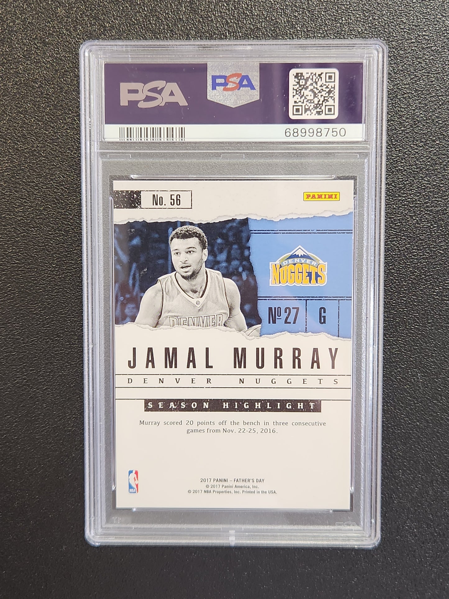 2017 PANINI FATHER'S DAY #56 JAMAL MURRAY LAVA FLOW RC PSA 9  /5