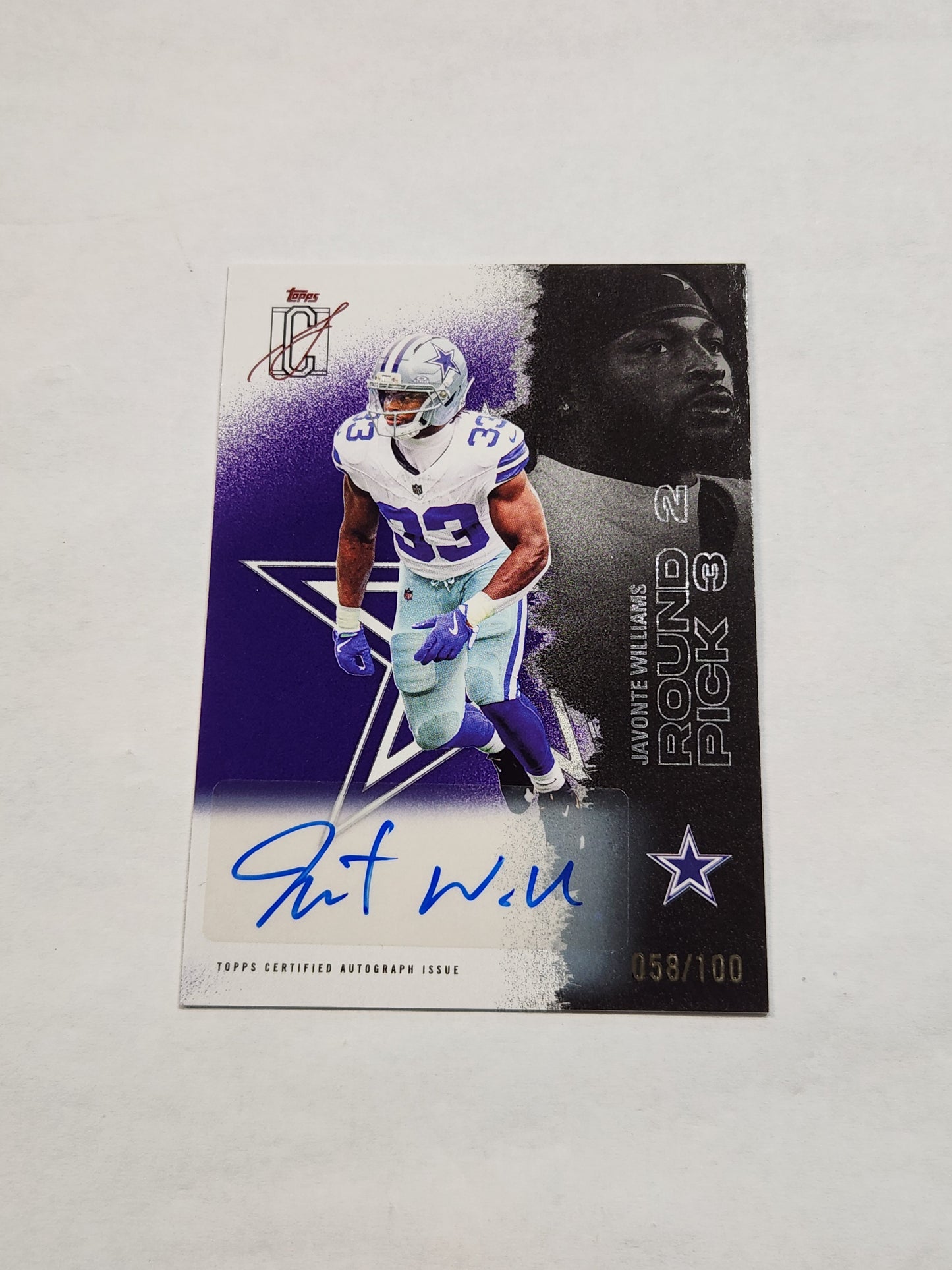 2025 Topps Signature Class Javonte Williams Purple Auto #/100