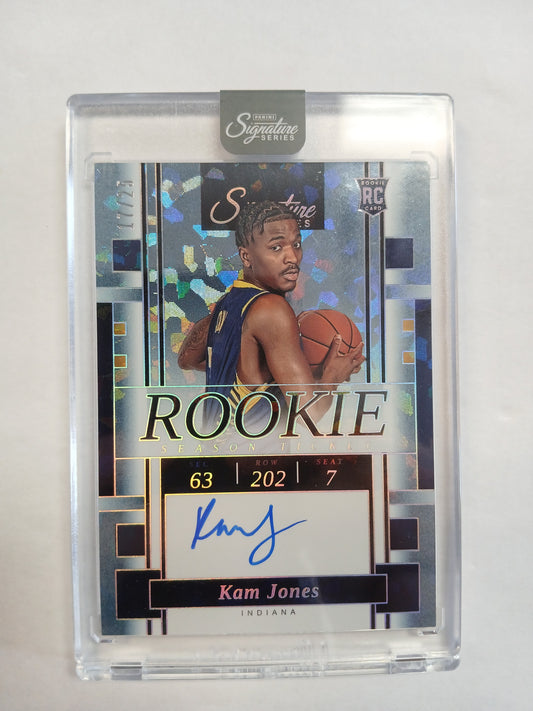 2025 Signature Series Kam Jones Rookie Season Ticket On Card Rookie Cracked Ice Auto #/25