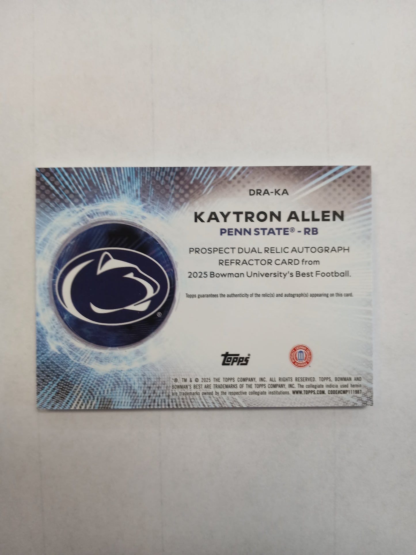 2025 Bowman Best U Kaytron Allen Gold Refractor Dual Patch Auto #/50