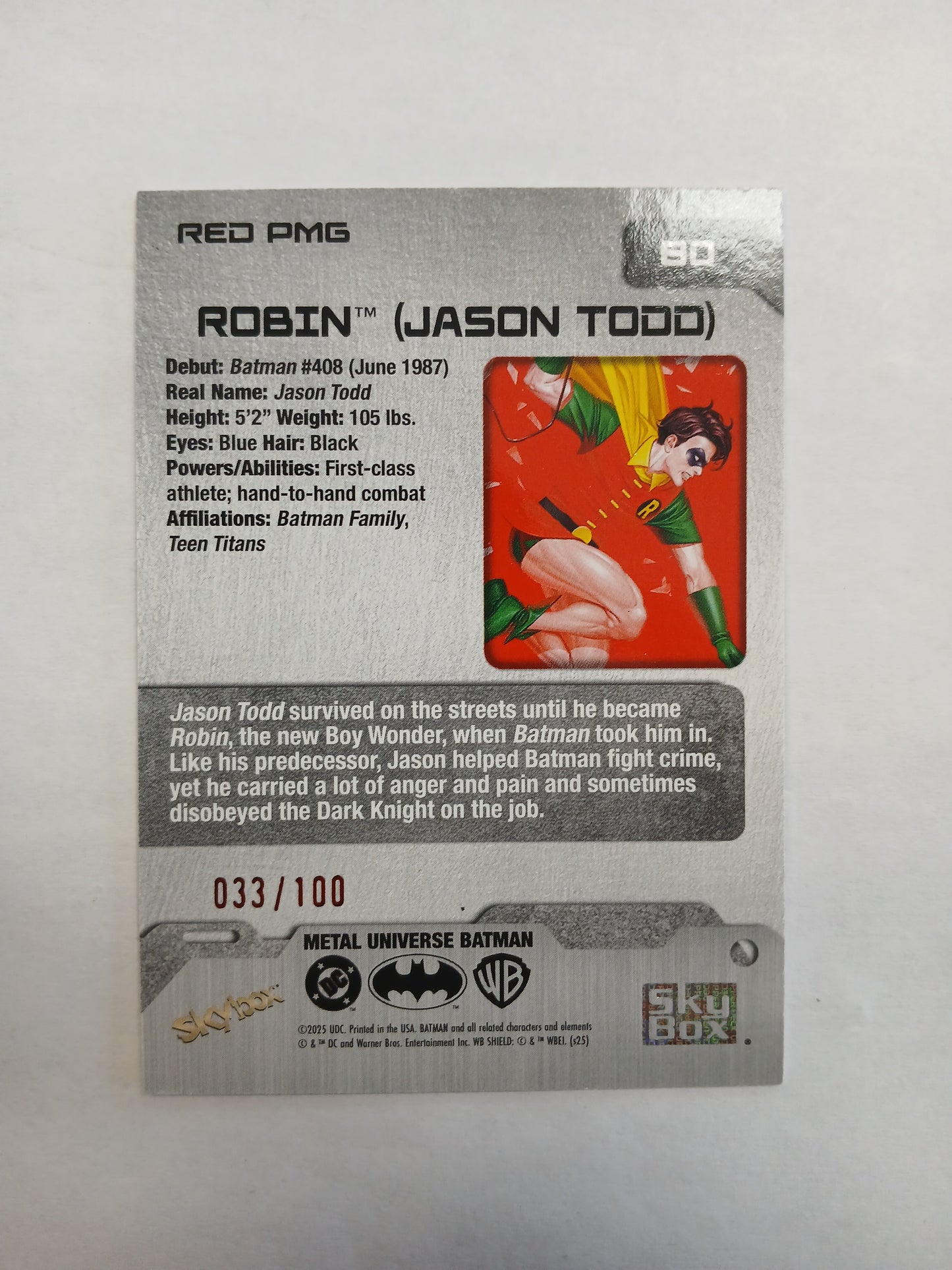 2025 Skybox Metal Universe Robin Jason Todd Red Precious Metal Gems #/100