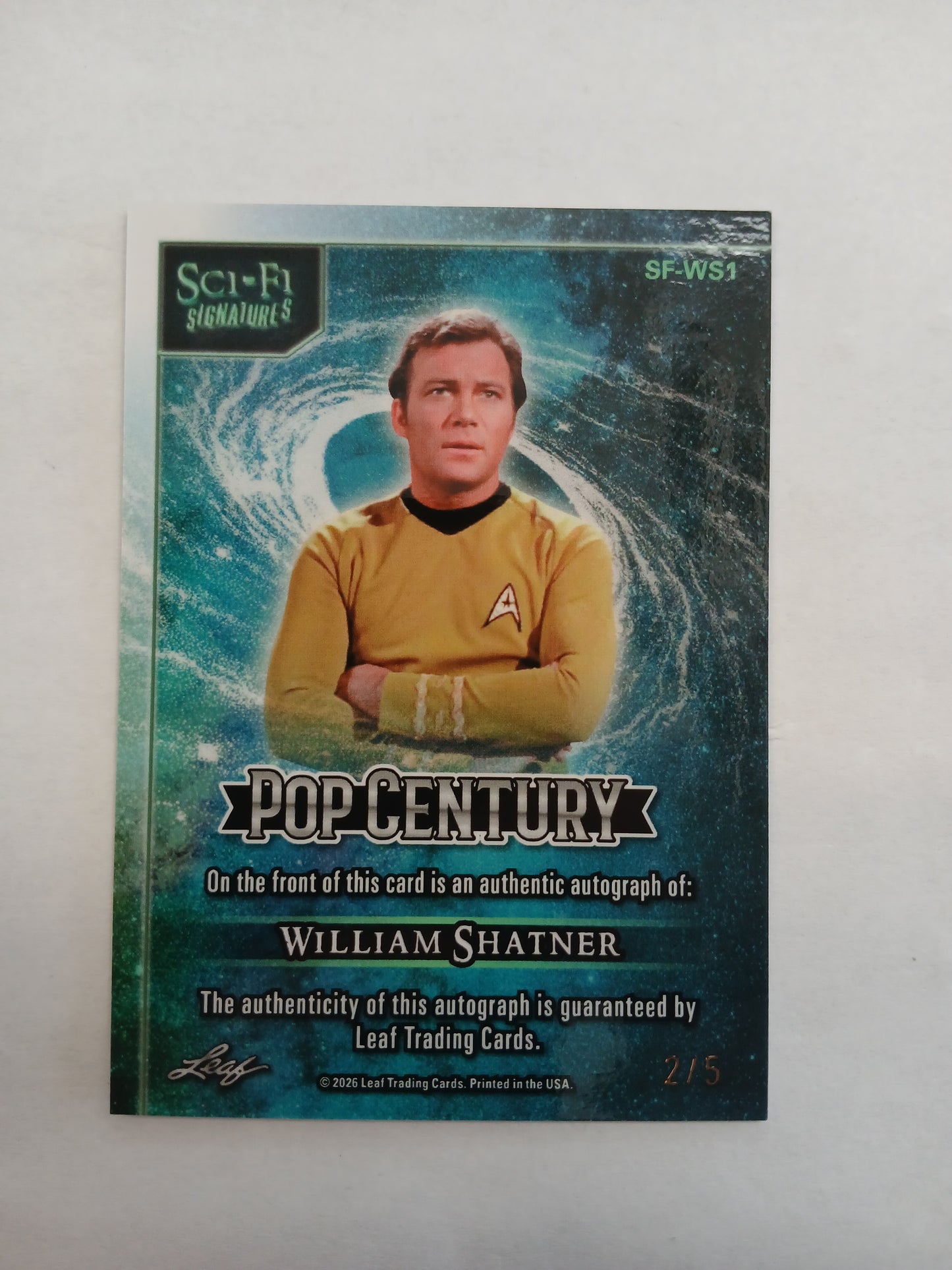 2026 Leaf Pop Century William Shatner Sci-Fi Signatures Auto Blue Ice #/5