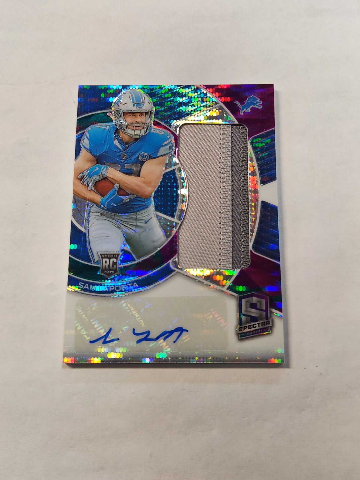 2023 Spectra Sam LaPorta Radiant Rookie Dual Color Patch Auto Celestial #/75