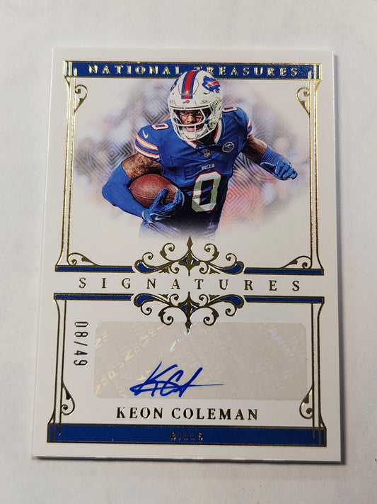 2025 National Treasures Keon Coleman Signatures # /49 Bills