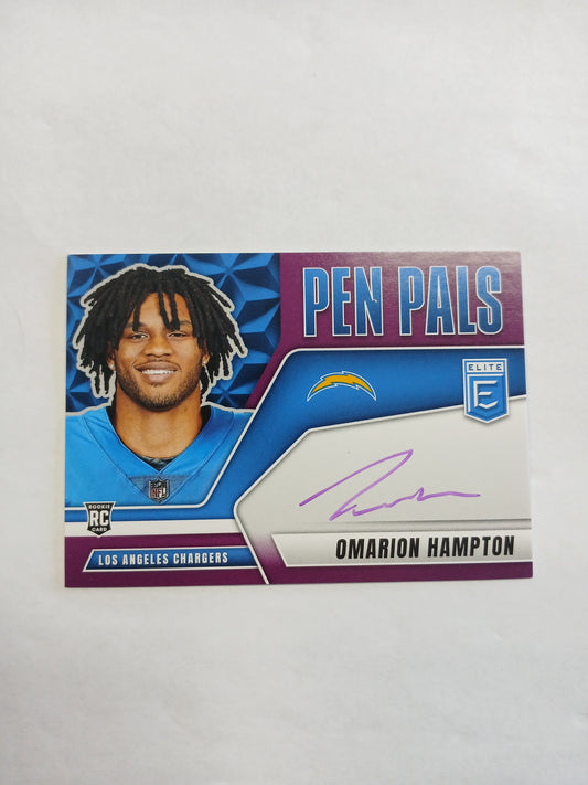 2025 Donruss Elite Omarion Hampton Pen Pals Purple Ink Rookie On Card Auto