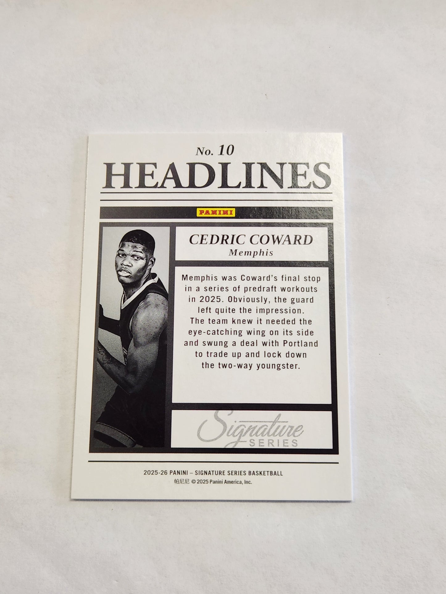 2025 Signature Series Cedric Coward Signature Headlines Green Foil #/15