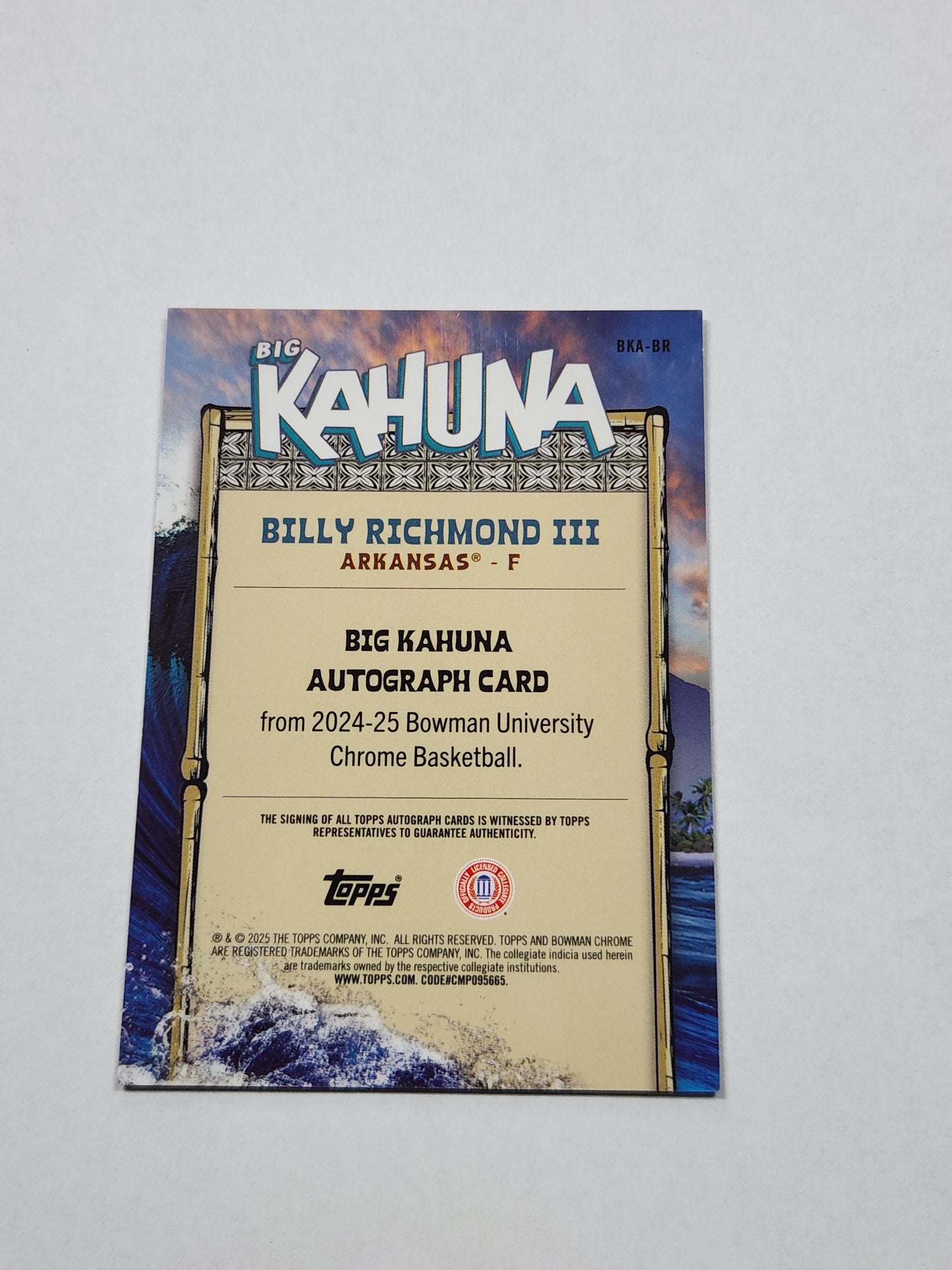 2025 Bowman U Chrome Billy Richmond III Big Kahuna On Card Auto Case Hit SSP