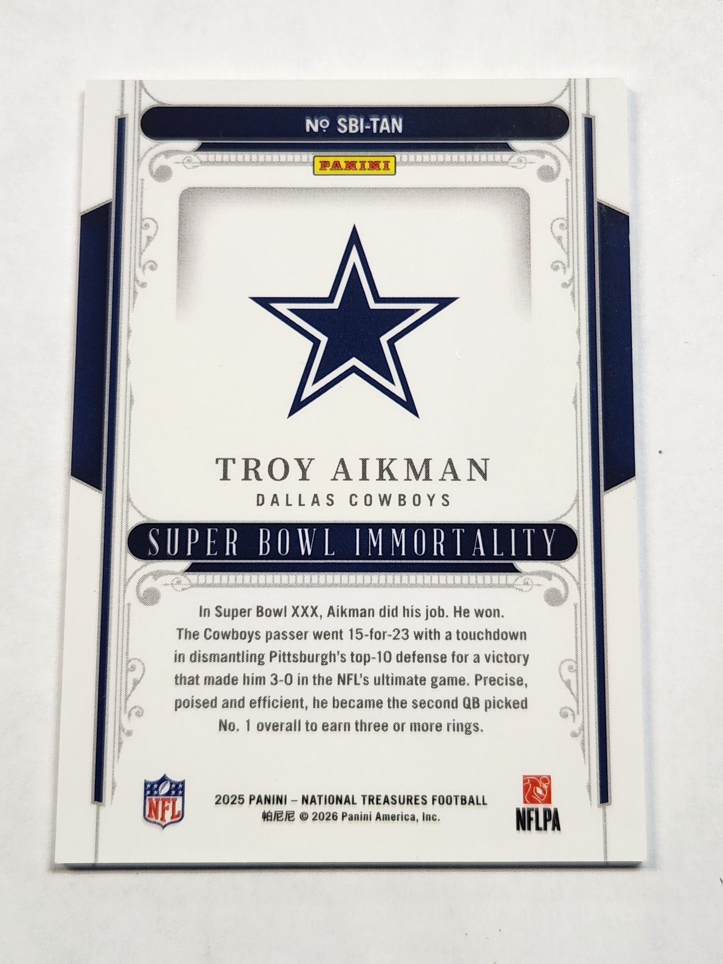 2025 National Treasures Super Bowl Troy Aikman # /25 Cowboys