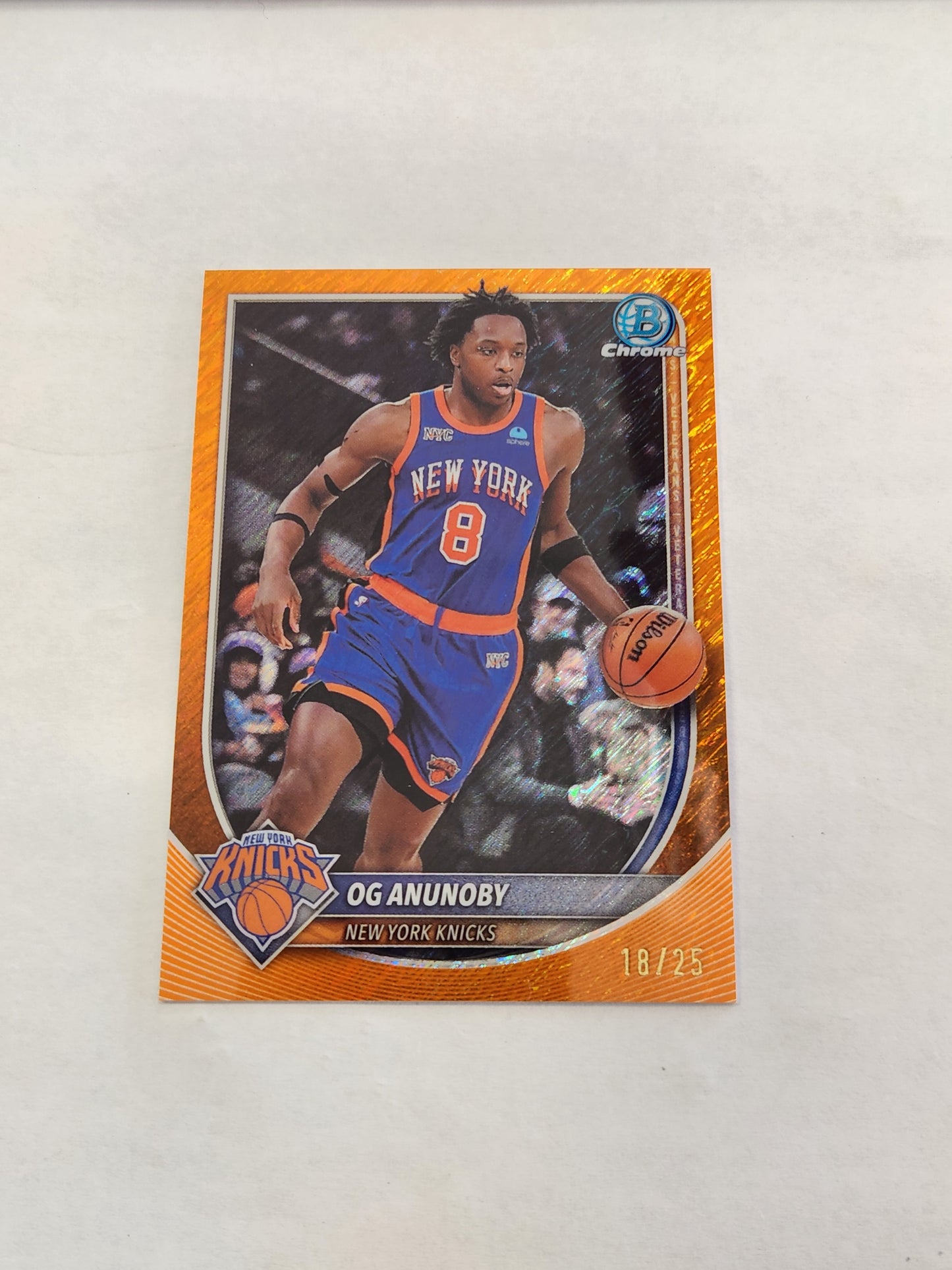 2025 Bowman Chrome OG Anunoby Orange Shimmer Color Match Refractor #/25