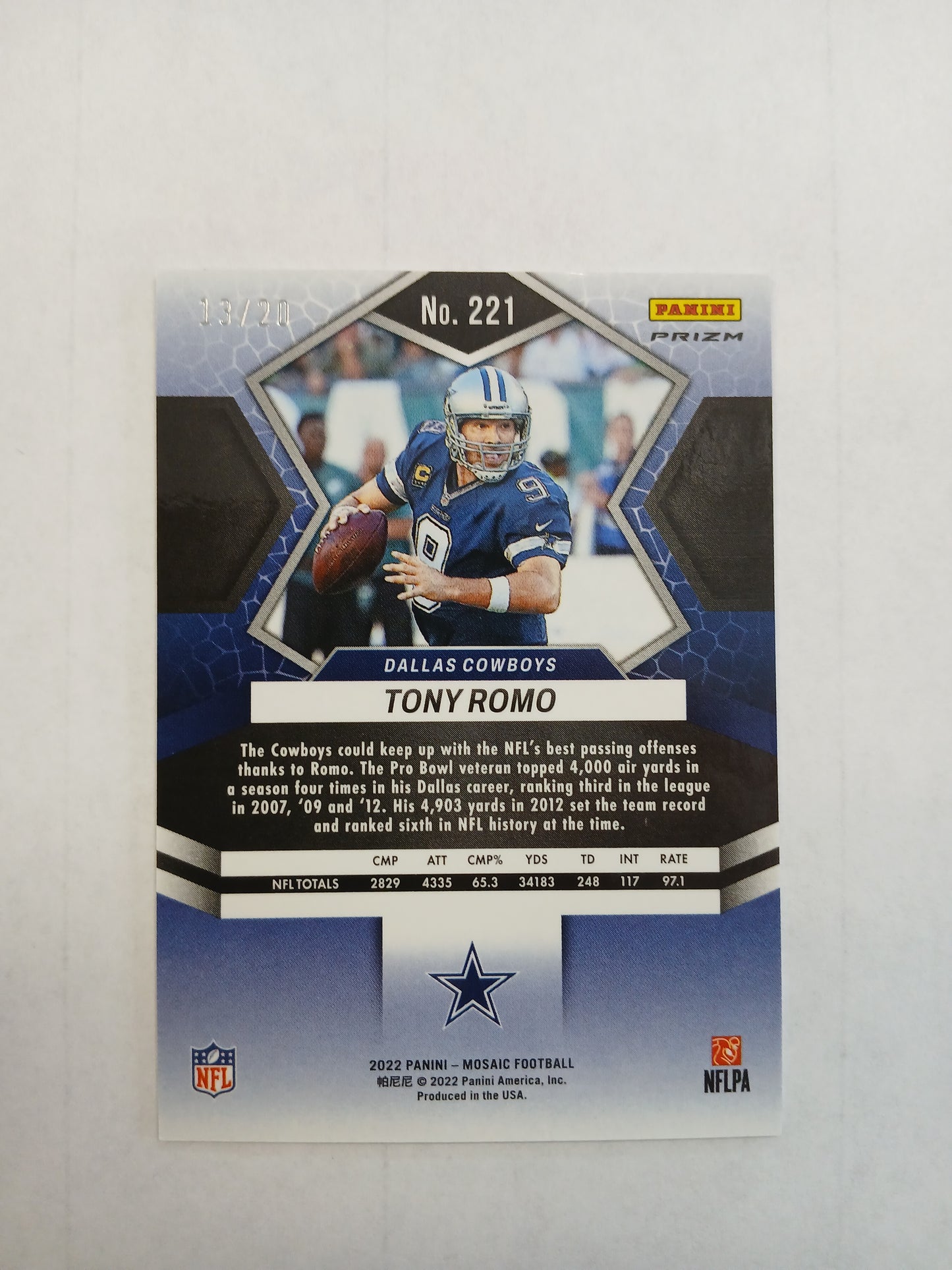 2022 Mosaic Tony Romo Pink Disco No Huddle #/20
