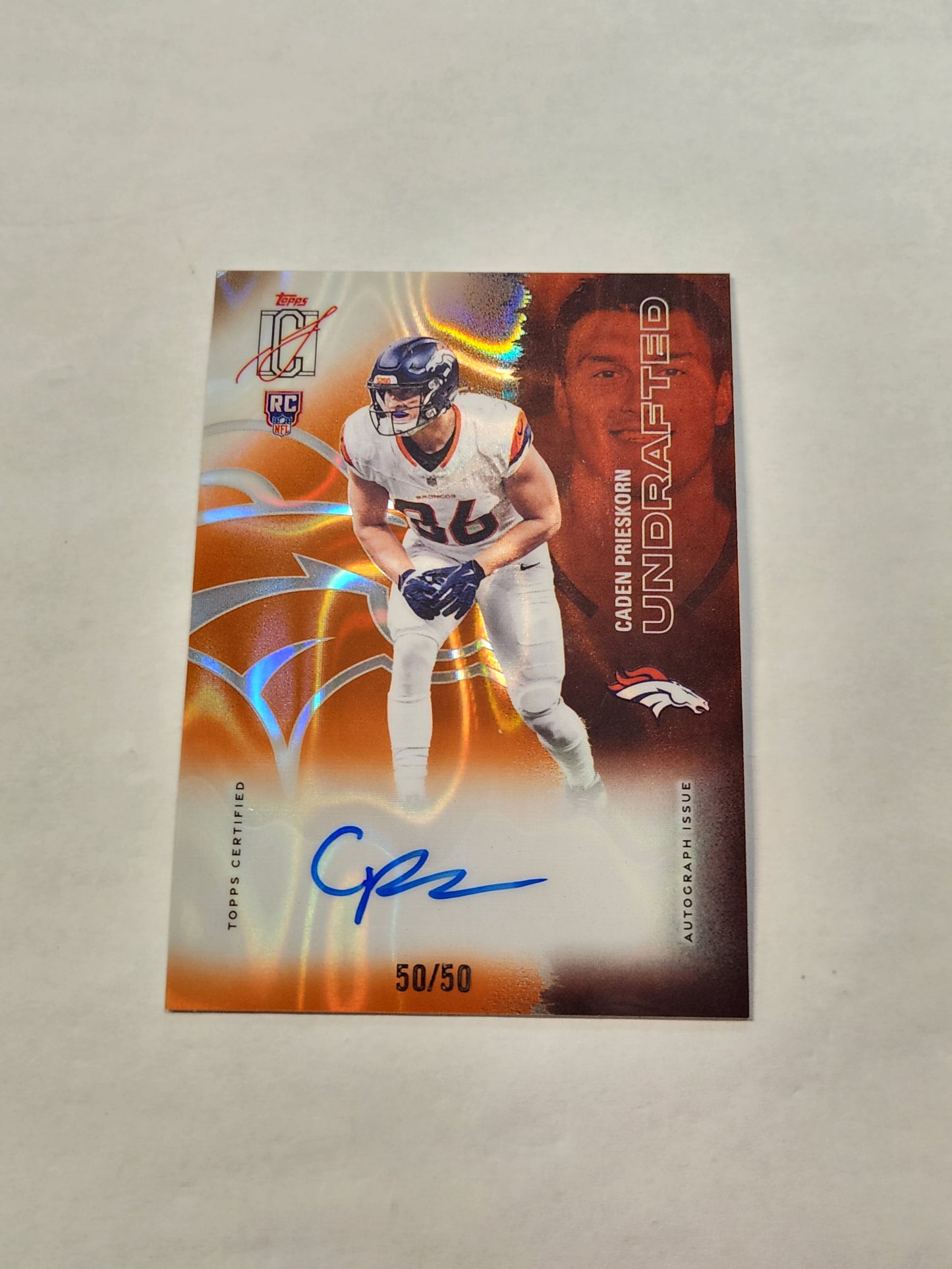 2025 Topps Signature Class Caden Prieskorn Orange Wave Rookie Refractor On Card Auto #50/50