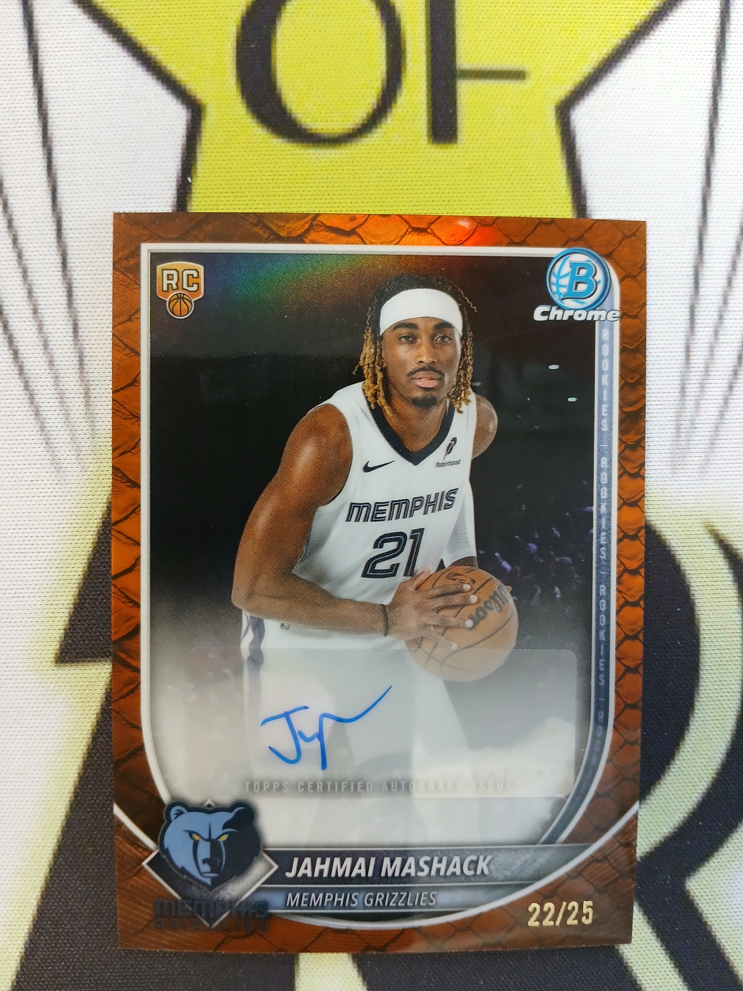 2025 Bowman Chrome Jahmai Mashack Orange Reptilian Refractor Rookie Auto #/25