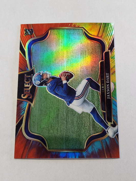 2025 Jaxson Dart Panini Select Tie-Dye Prizm # /25 Jersey # RC Field Level