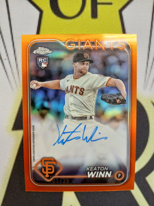 2024 Topps Chrome Keaton Winn Orange On Card Rookie Auto #1/25