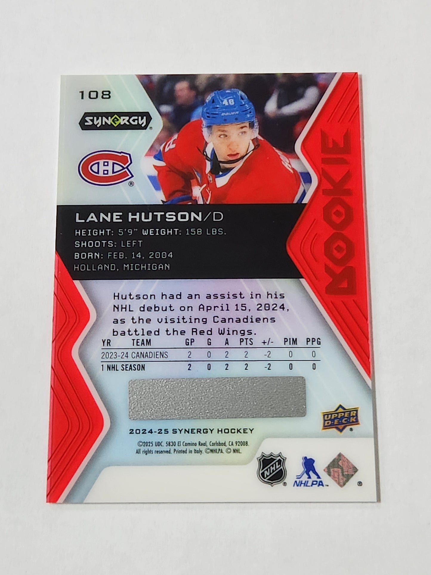 2024 Upper Deck Synergy Lane Hutson Scratch Off