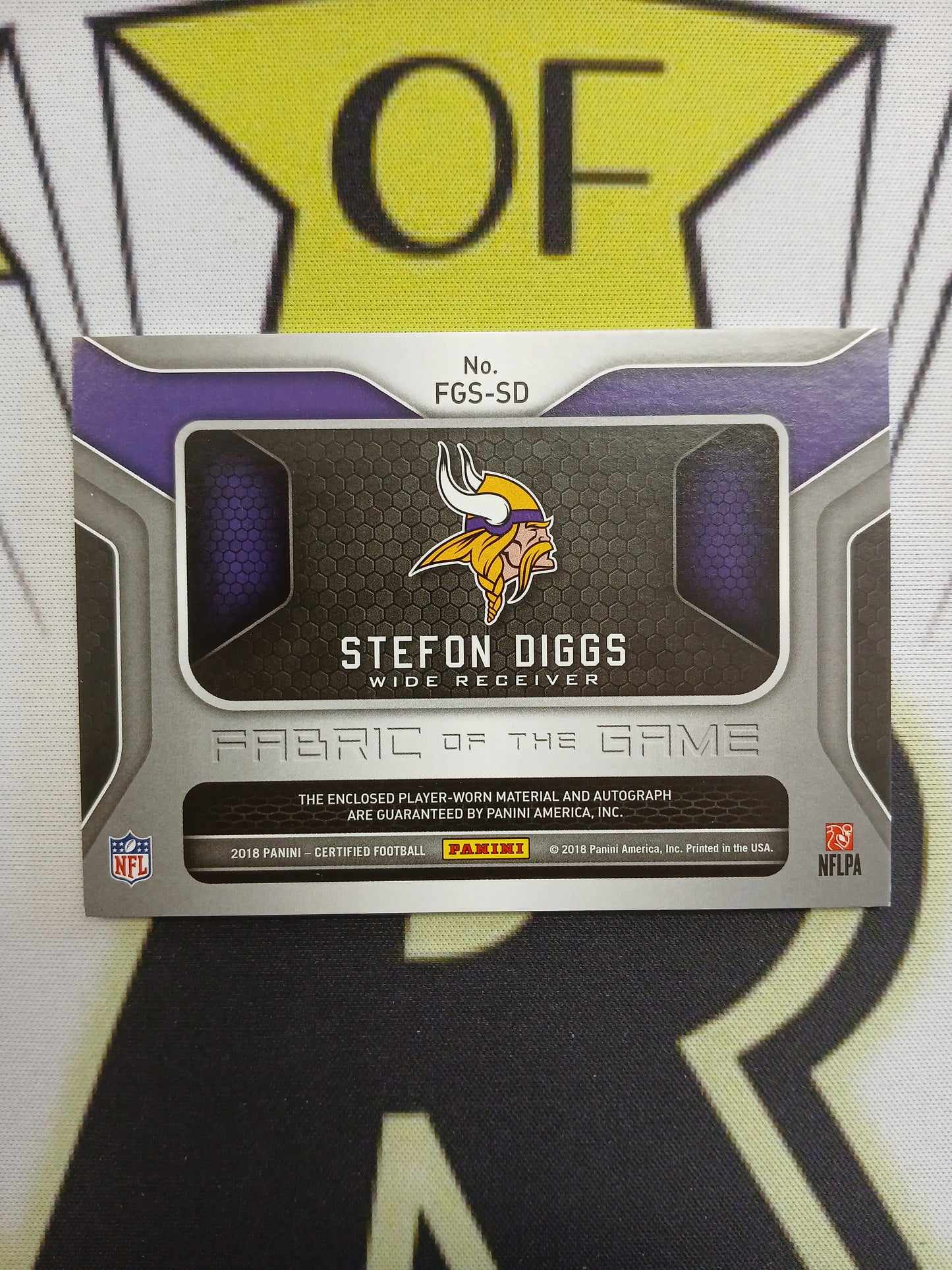 2018 Certified Stefon Diggs Fabric of the Game Patch Auto #/25