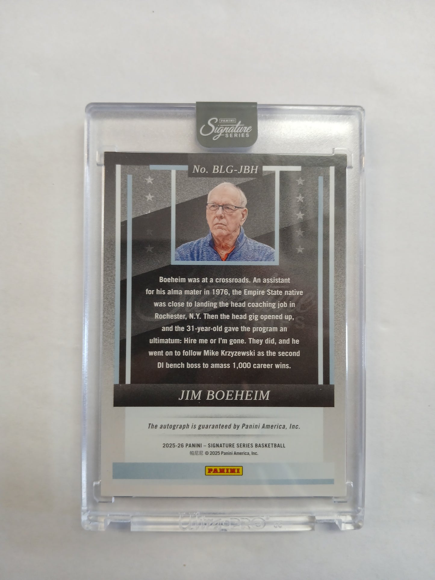 2025 Signature Series Jim Boeheim Baseline Generals Auto #/49
