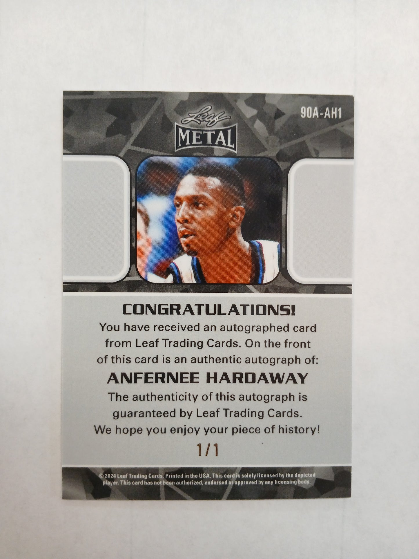 2024 Leaf Metal Anfernee Hardaway Auto White #1/1 One of One