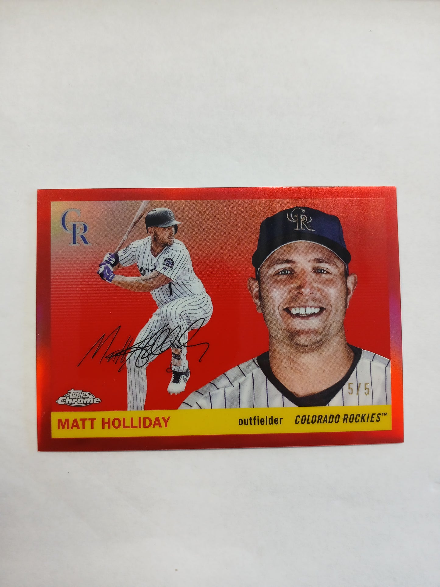 2025 Topps Chrome Platinum Anniversary Matt Holiday True Red Refractor #5/5