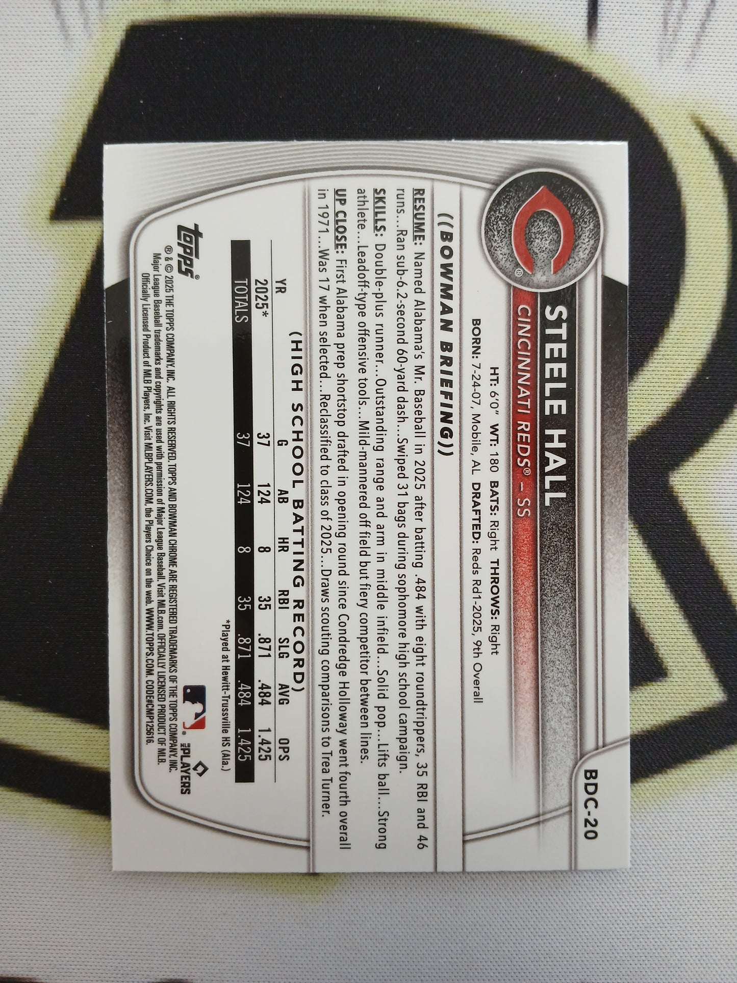 2025 Bowman Chrome Steele Hall 1st First Bowman Blue Mojo Refractor #/150