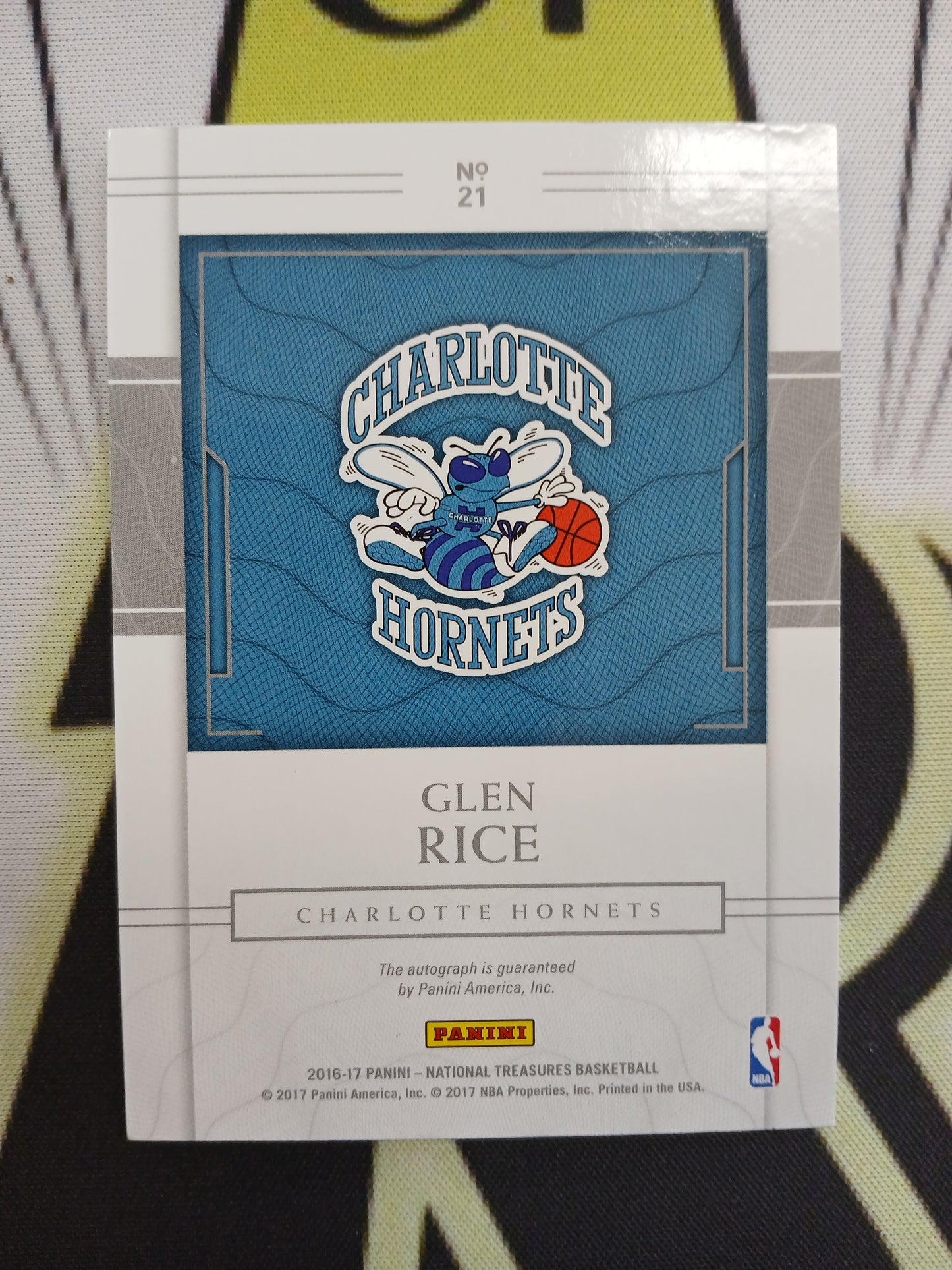 2016 National Treasures Glen Rice On Card Auto #/25