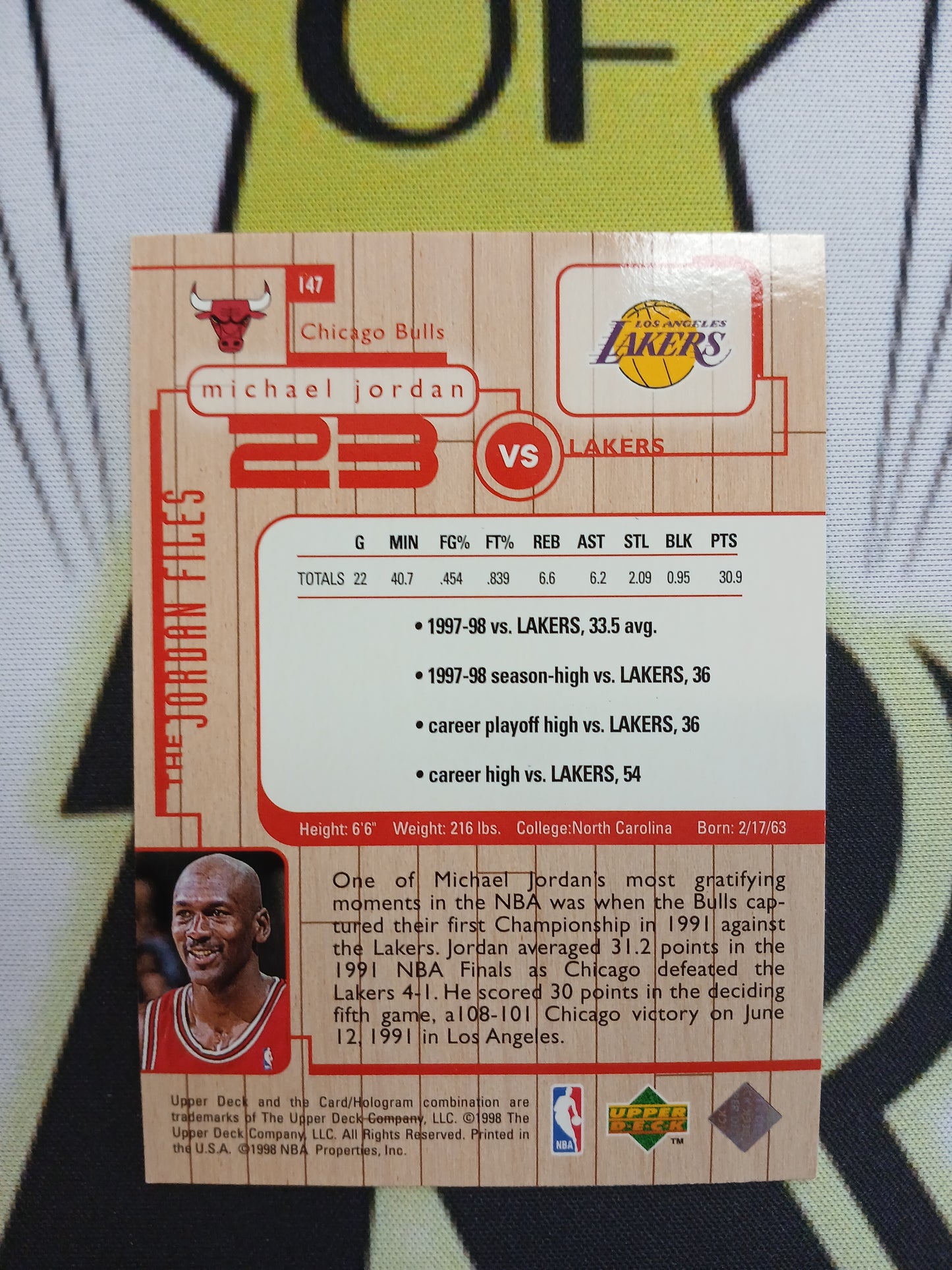 1998 Upper Deck Michael Jordan The Jordan Files Kobe Bryant #147