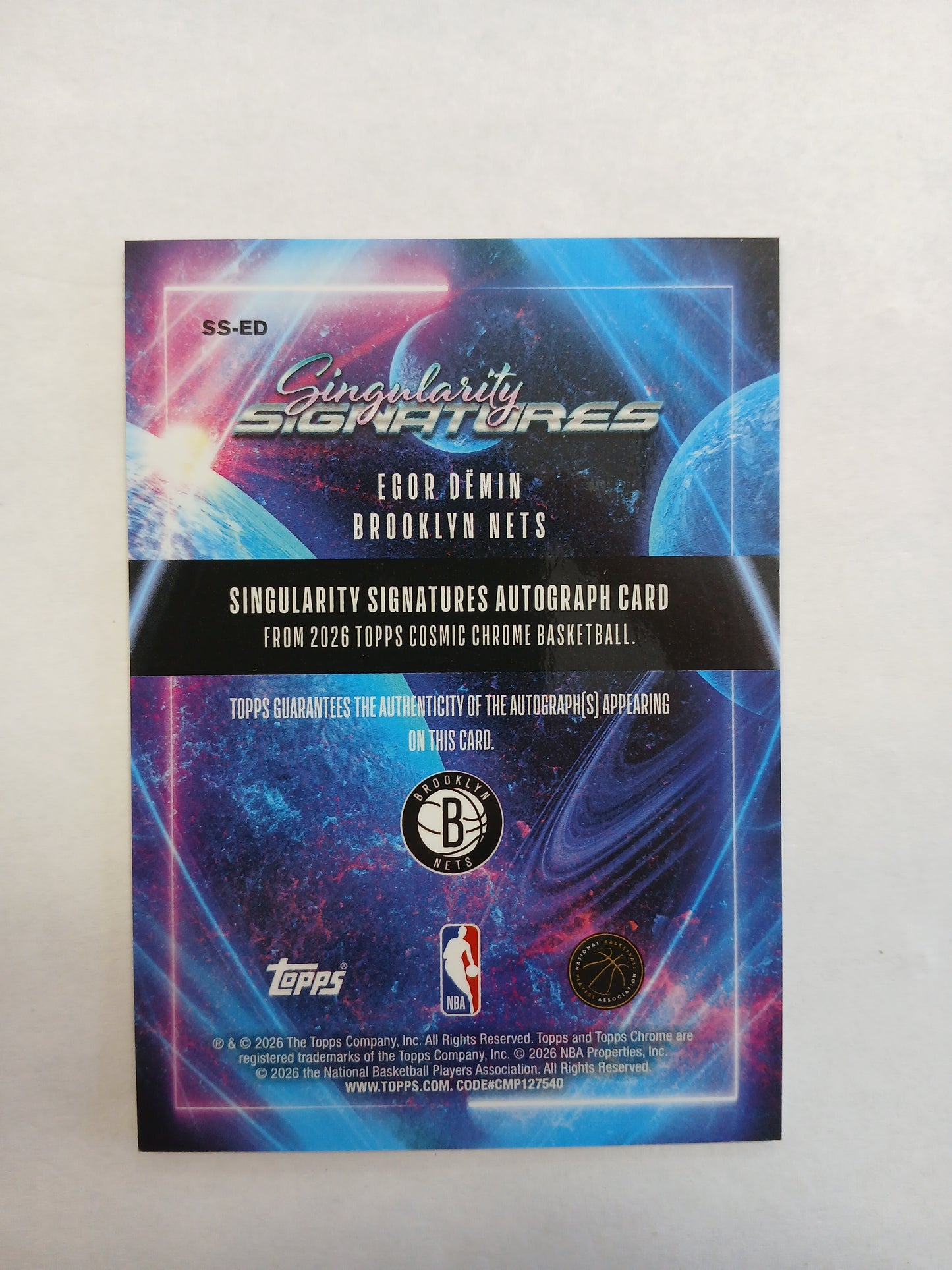 2025 Topps Chrome Cosmic Egor Demin Singularity Signatures Rookie Refractor On Card Auto