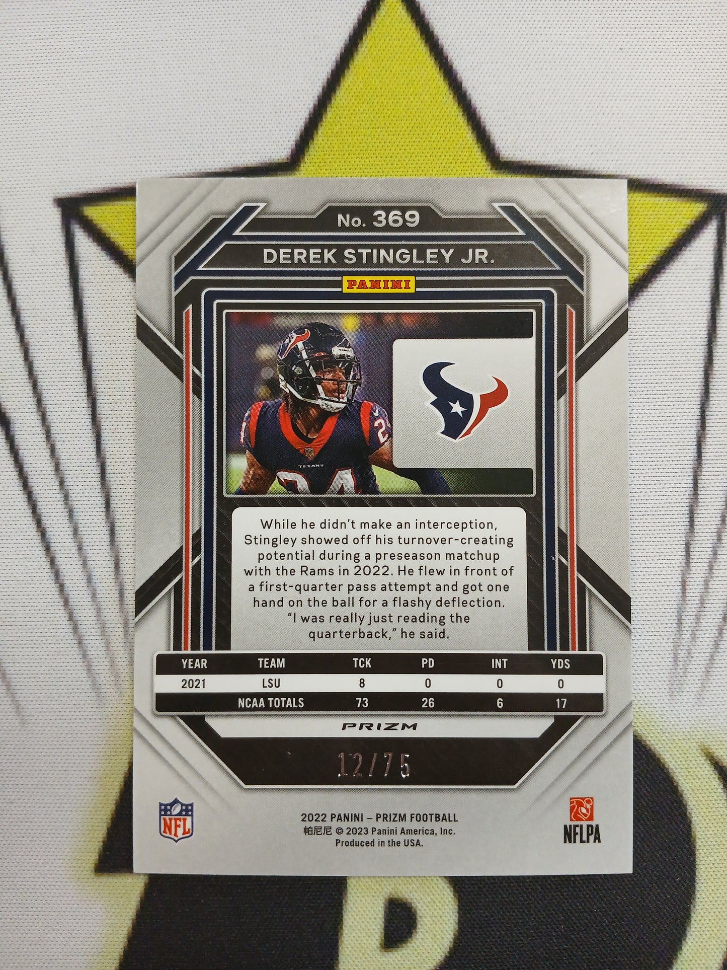 2022 Prizm Derek Stingley Jr Green Scope Rookie #/75