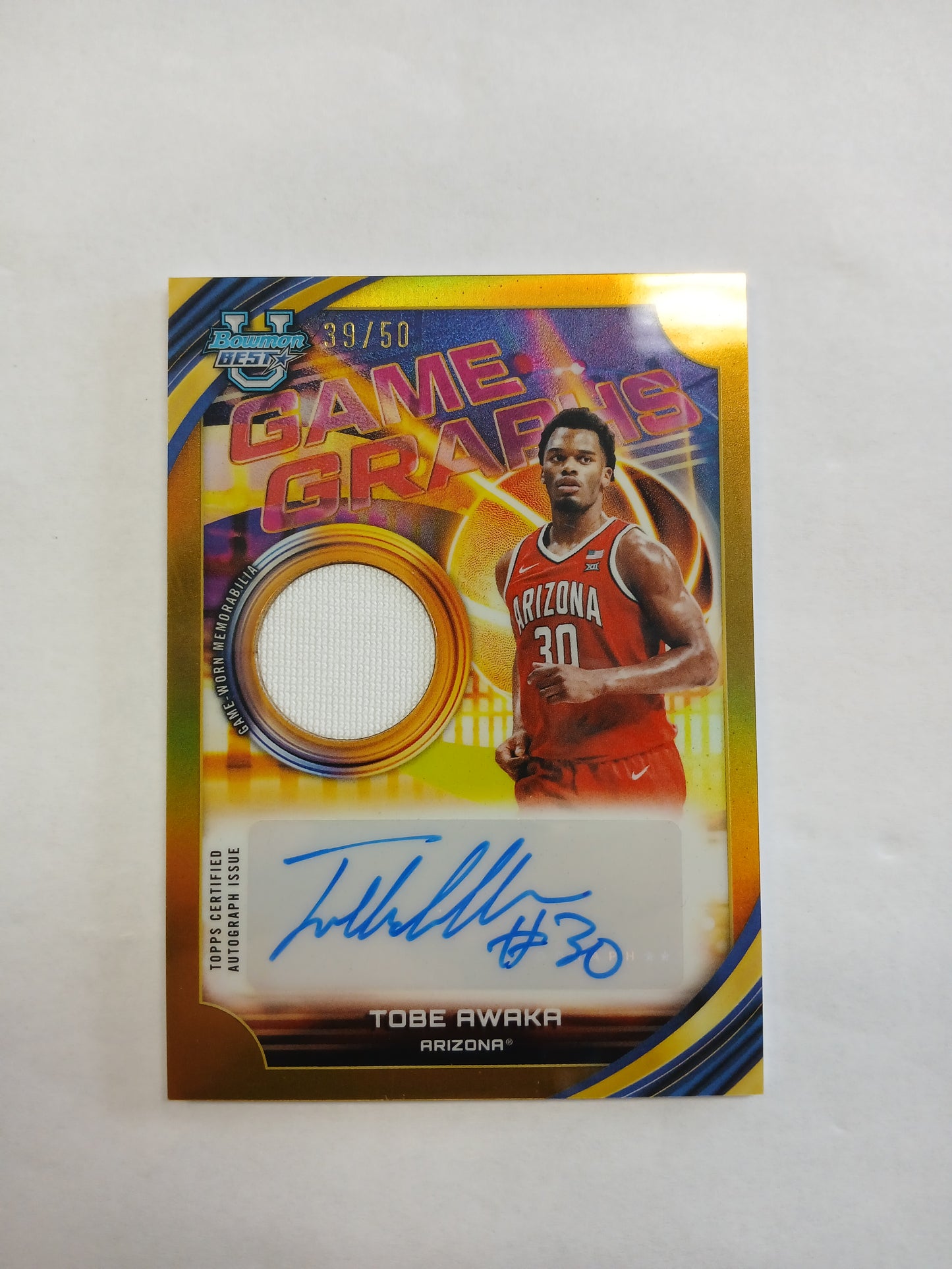 2026 Bowman Best U Tobe Awaka Game Graphs Patch Auto Gold Refractor #/50