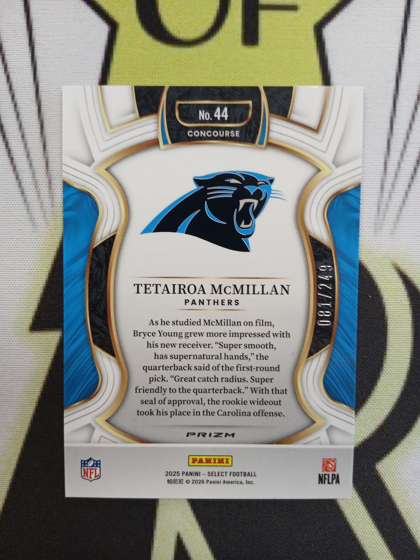 2025 Select Tetairoa McMillan Concourse Blue Plaid Rookie #/249