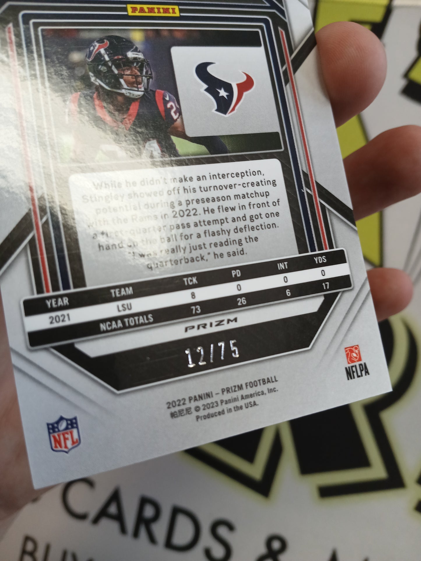2022 Prizm Derek Stingley Jr Green Scope Rookie #/75
