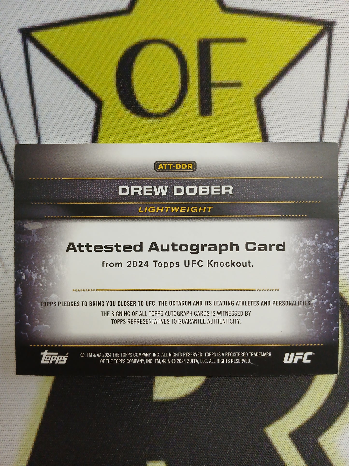 2024 Topps UFC Drew Dober Attested Autographs On Card Auto Red #/25