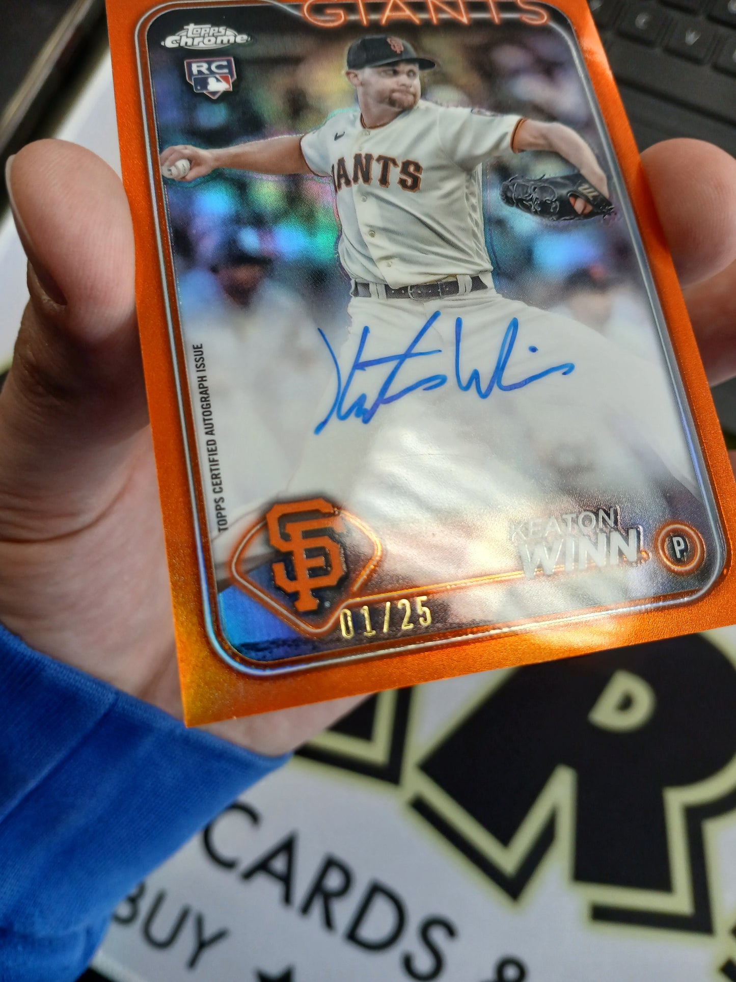 2024 Topps Chrome Keaton Winn Orange On Card Rookie Auto #1/25