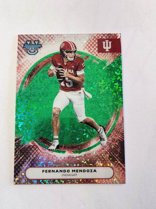 2025 Bowman Best Fernando Mendoza # /99 Green Mini Diamond